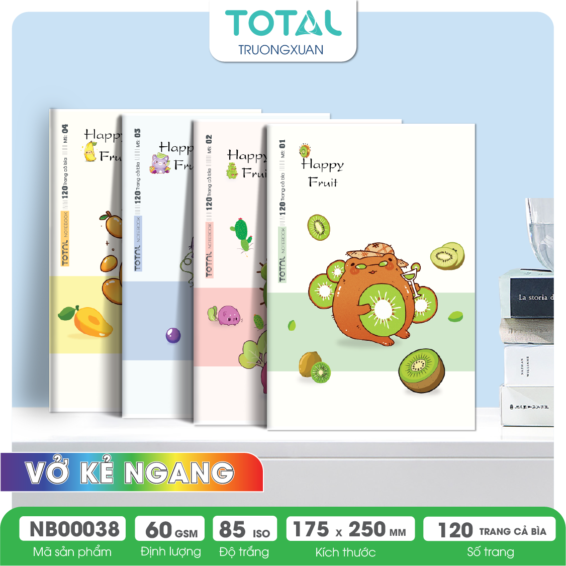Vở kẻ ngang Total Happy Fruit 120 trang