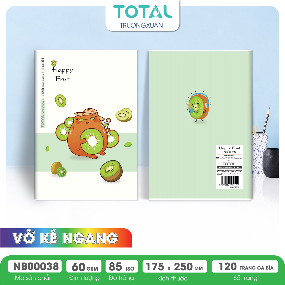 Vở kẻ ngang Total Happy Fruit 120 trang