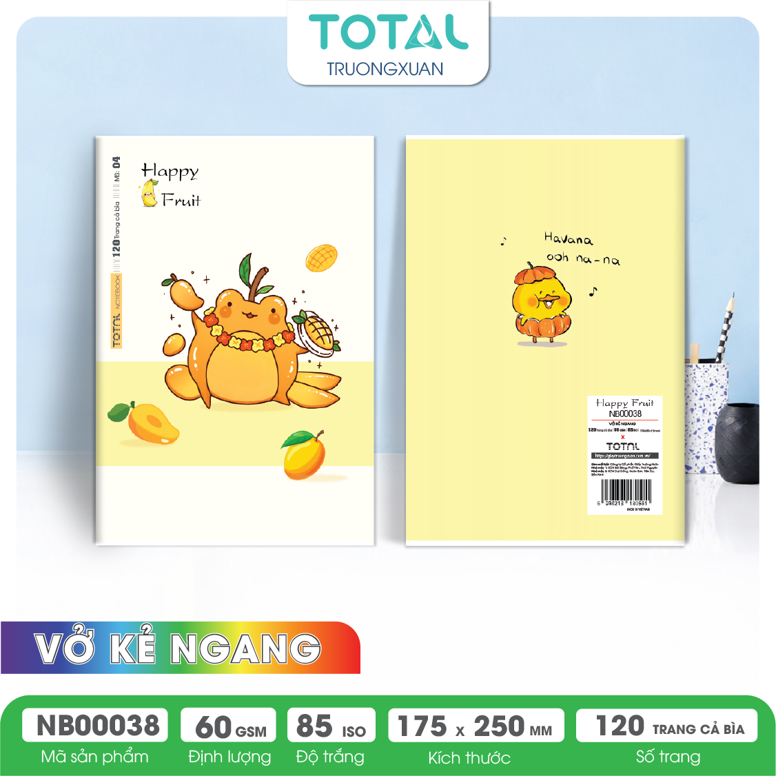 Vở kẻ ngang Total Happy Fruit 120 trang
