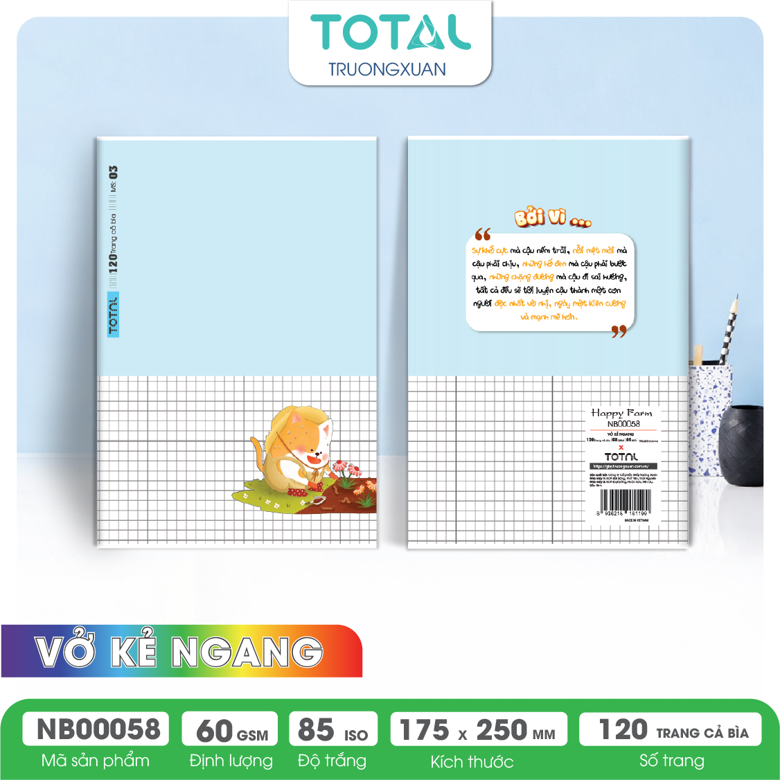 Vở kẻ ngang Total Happy Farm 120 trang