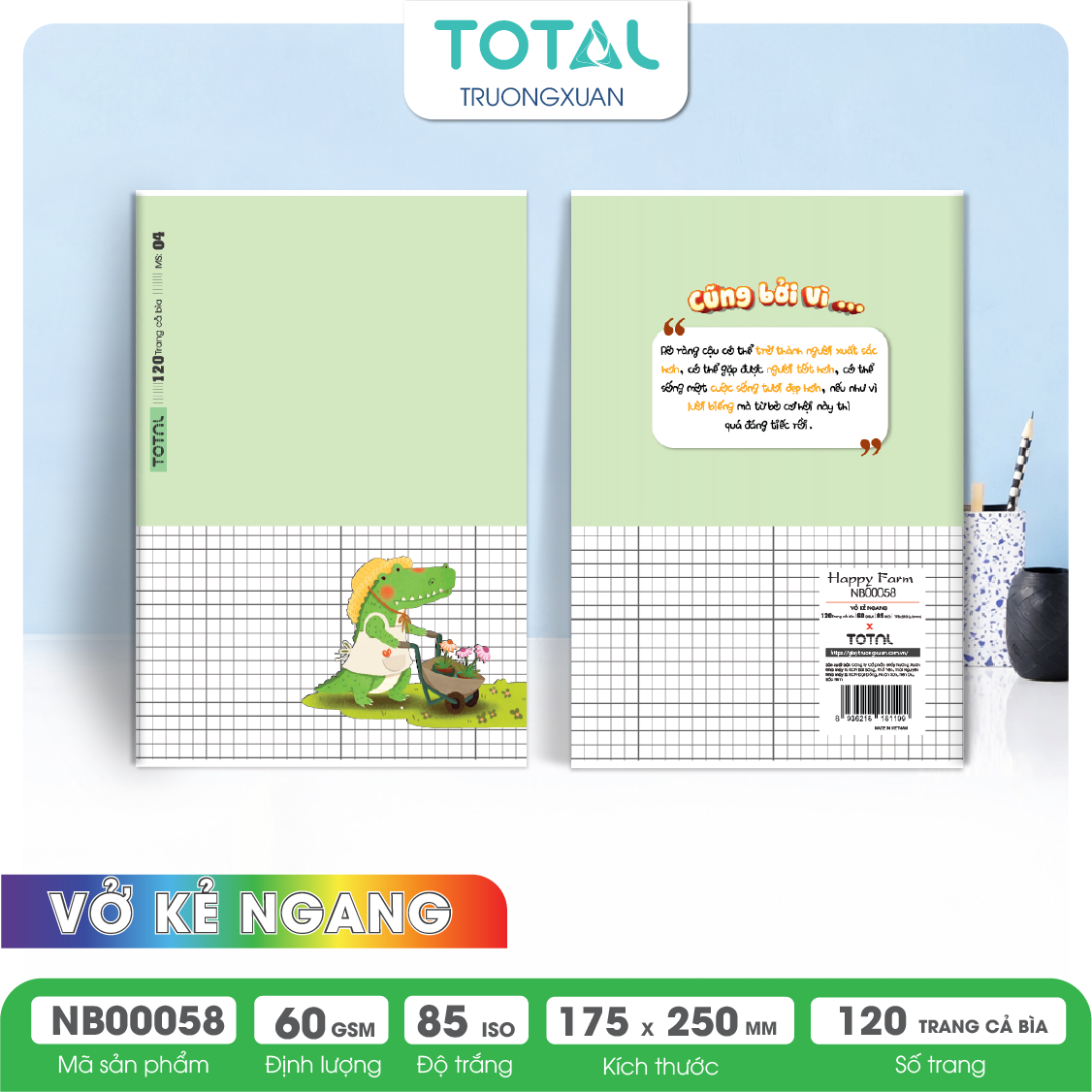 Vở kẻ ngang Total Happy Farm 120 trang