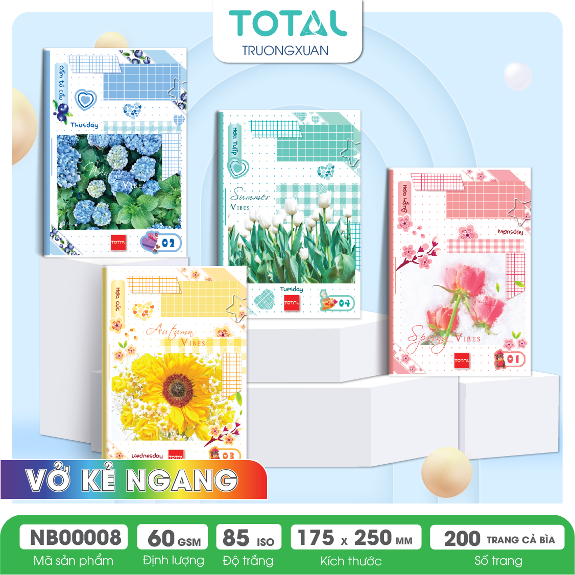 Vở kẻ ngang Total Season Vibes 200 trang