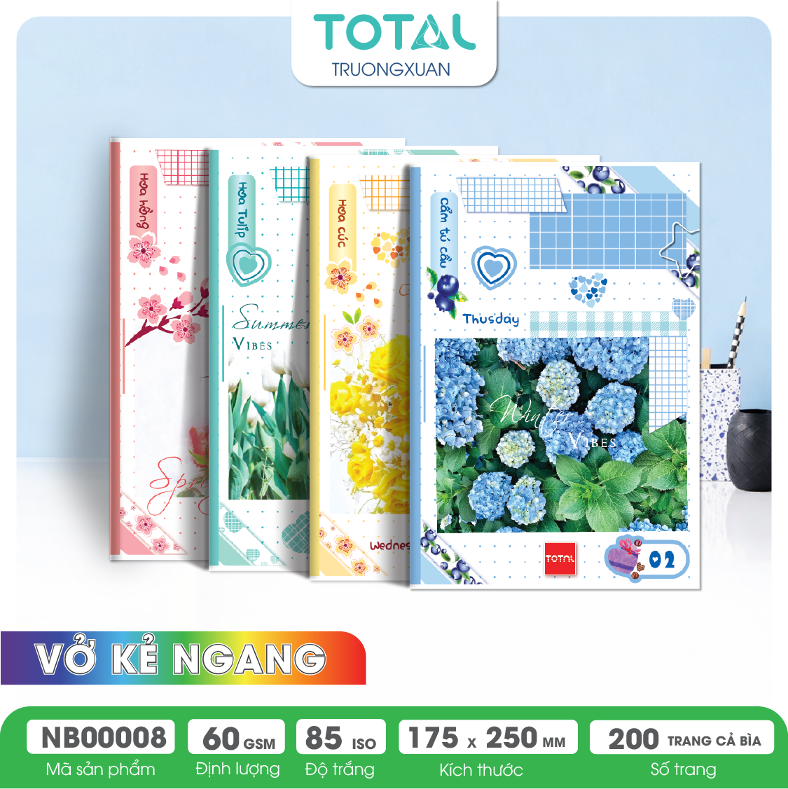 Vở kẻ ngang Total Season Vibes 200 trang