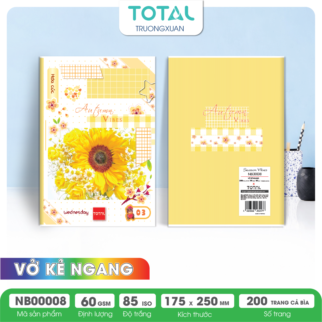 Vở kẻ ngang Total Season Vibes 200 trang