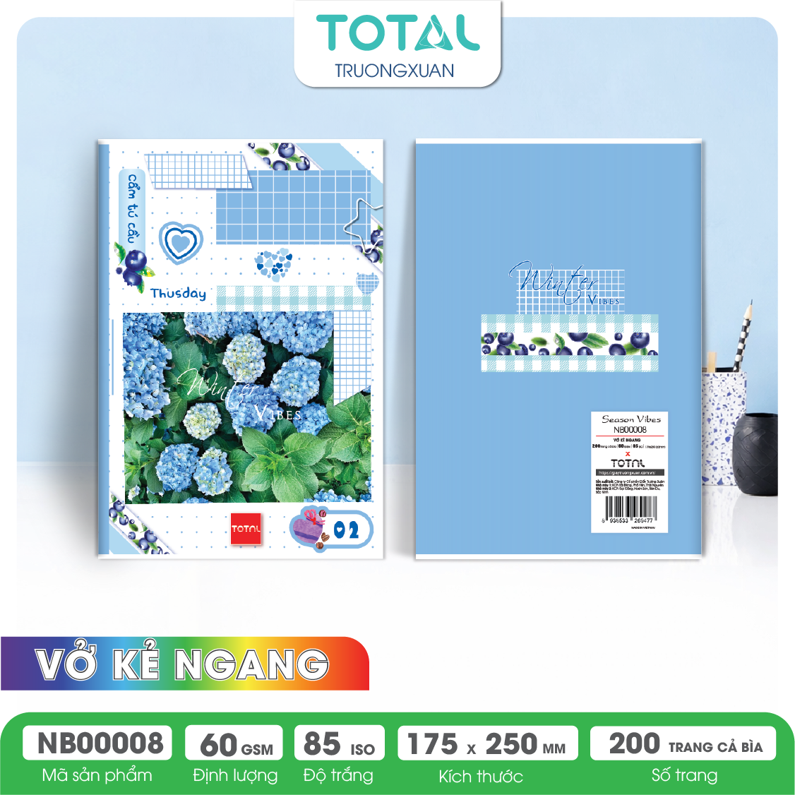 Vở kẻ ngang Total Season Vibes 200 trang