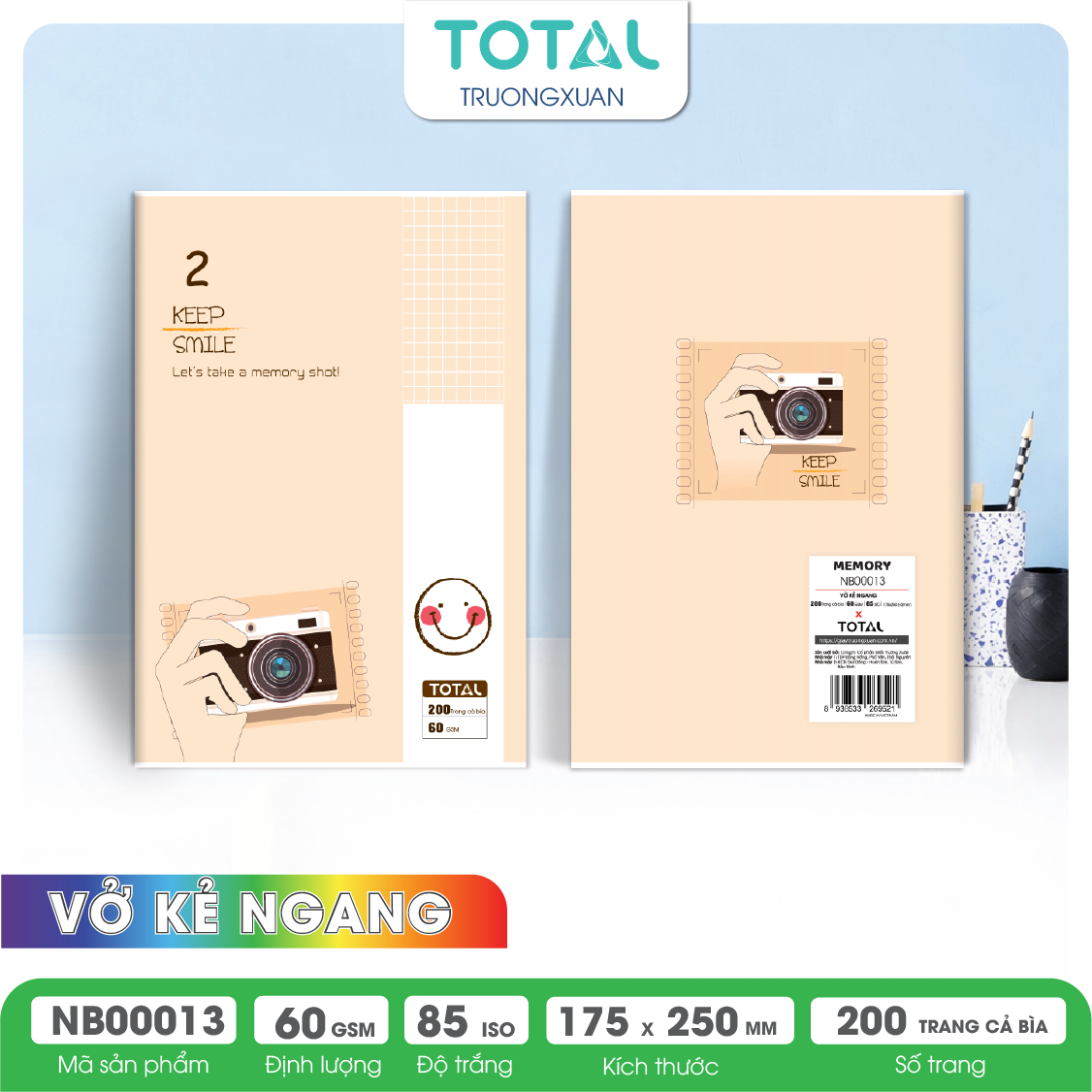 Vở kẻ ngang Total Memory 200 trang