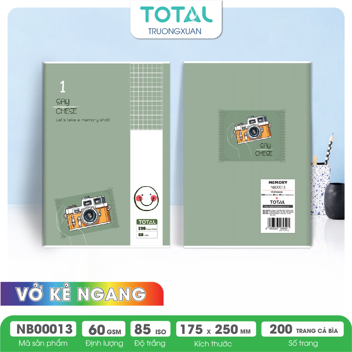 Vở kẻ ngang Total Memory 200 trang