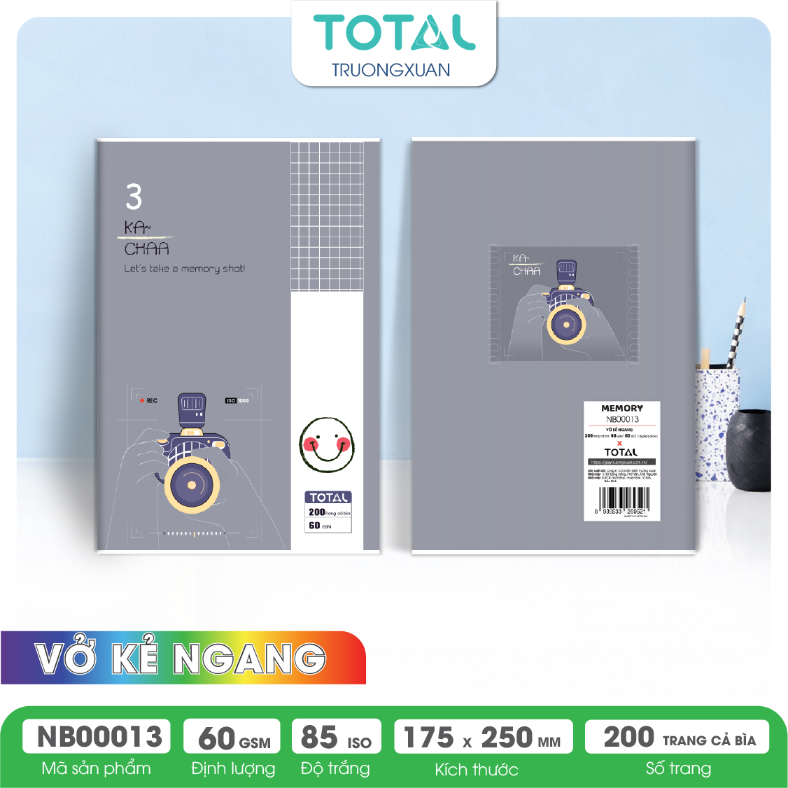 Vở kẻ ngang Total Memory 200 trang