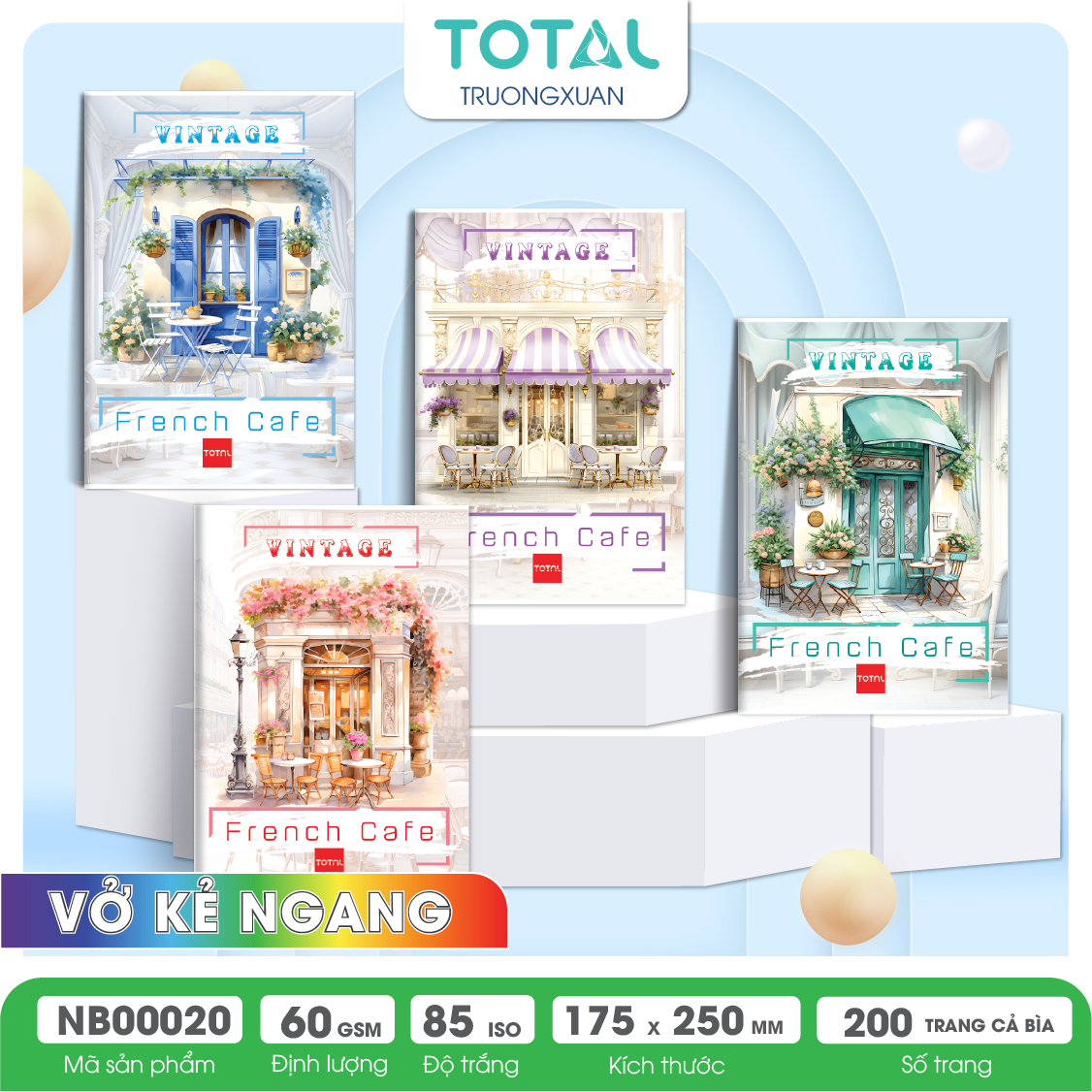 Vở kẻ ngang Total French Cafe 200 trang