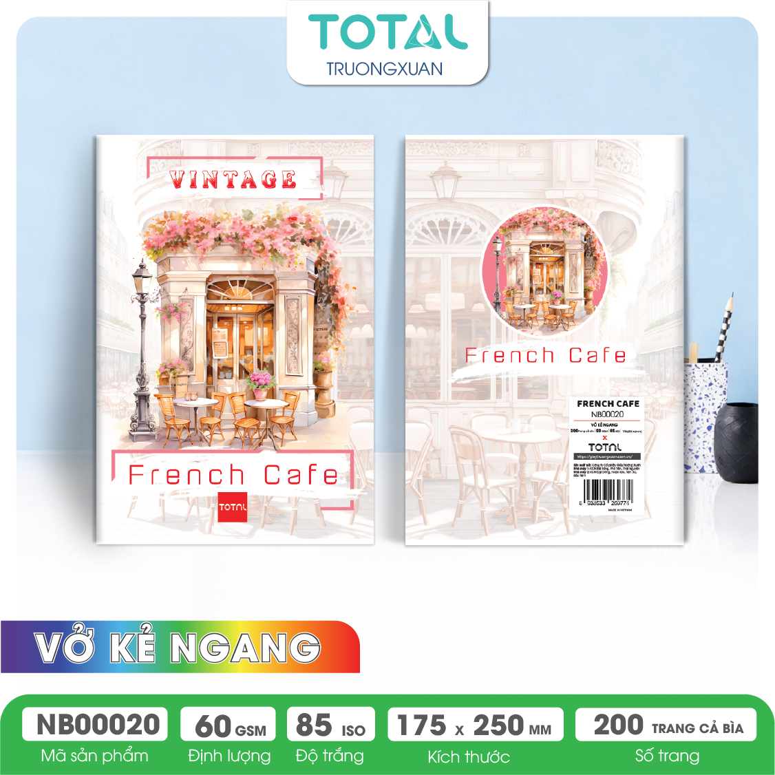 Vở kẻ ngang Total French Cafe 200 trang