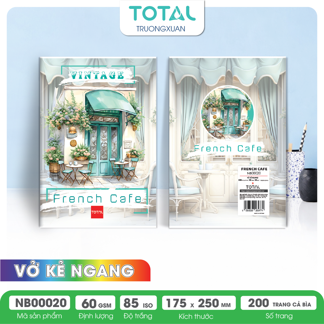 Vở kẻ ngang Total French Cafe 200 trang