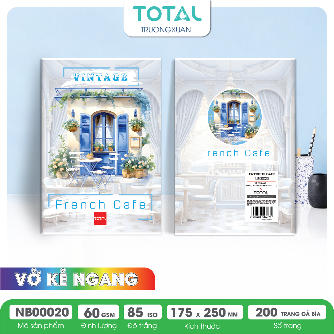 Vở kẻ ngang Total French Cafe 200 trang