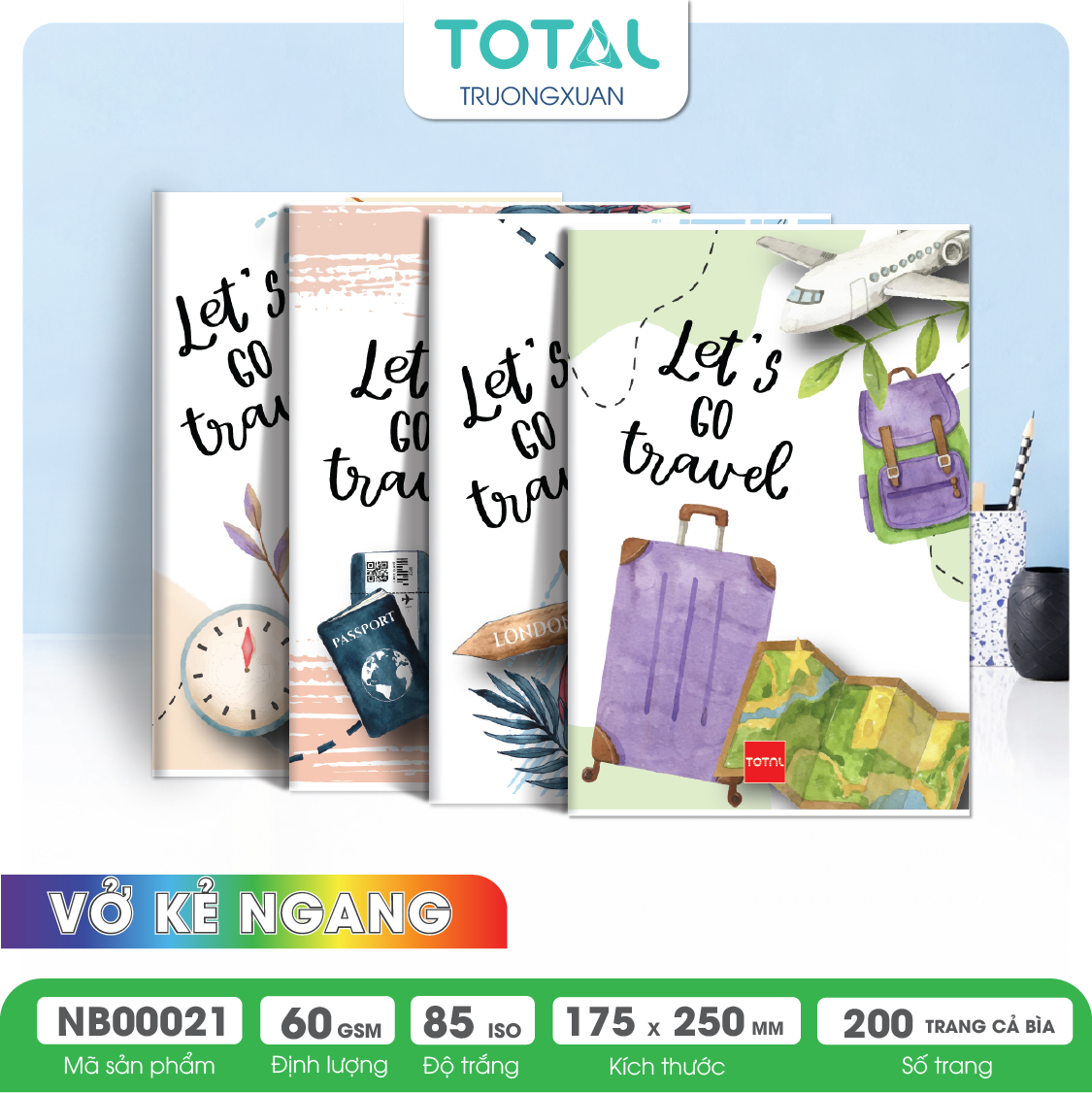 Vở kẻ ngang Total Travel 200 trang
