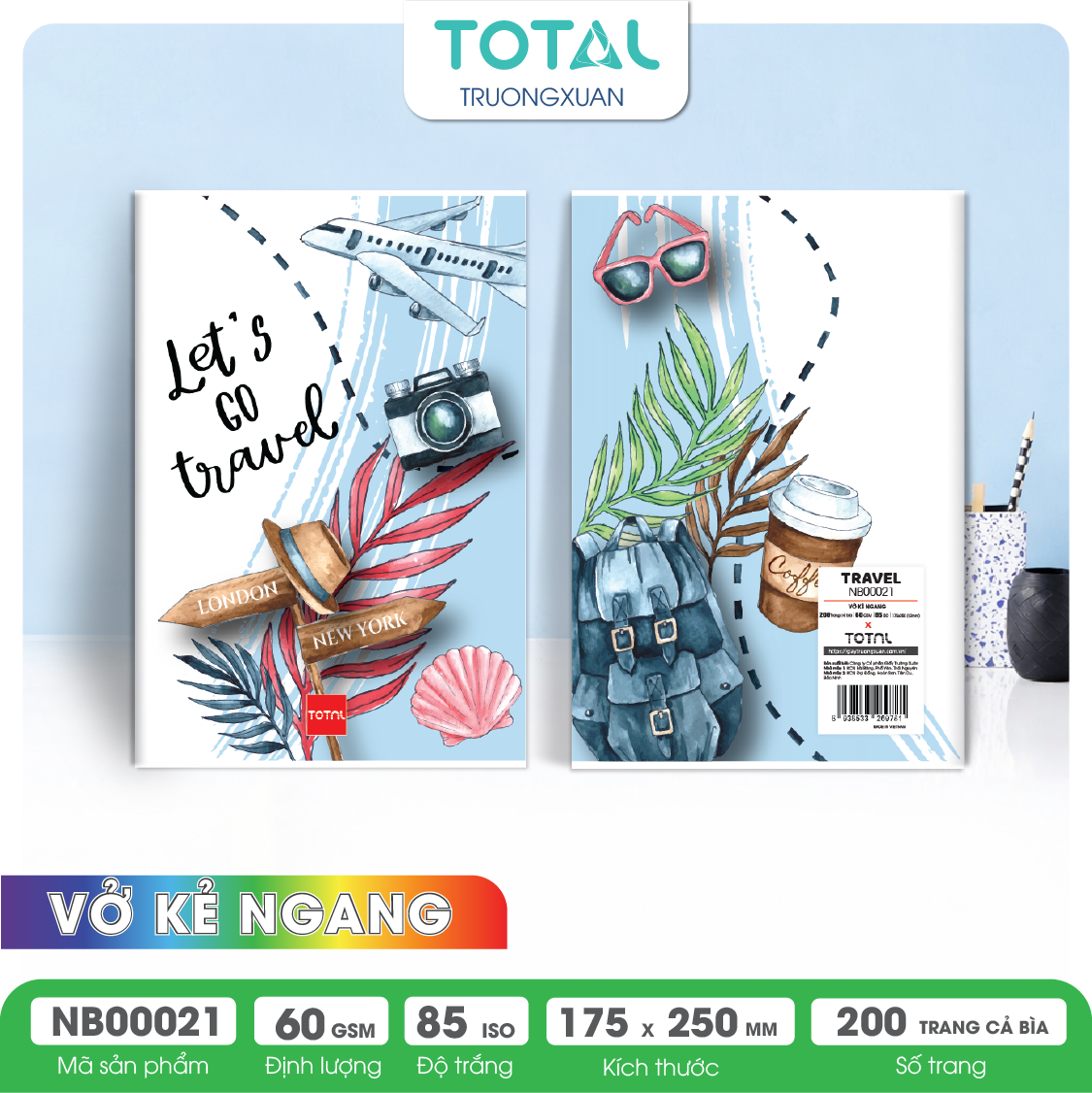 Vở kẻ ngang Total Travel 200 trang
