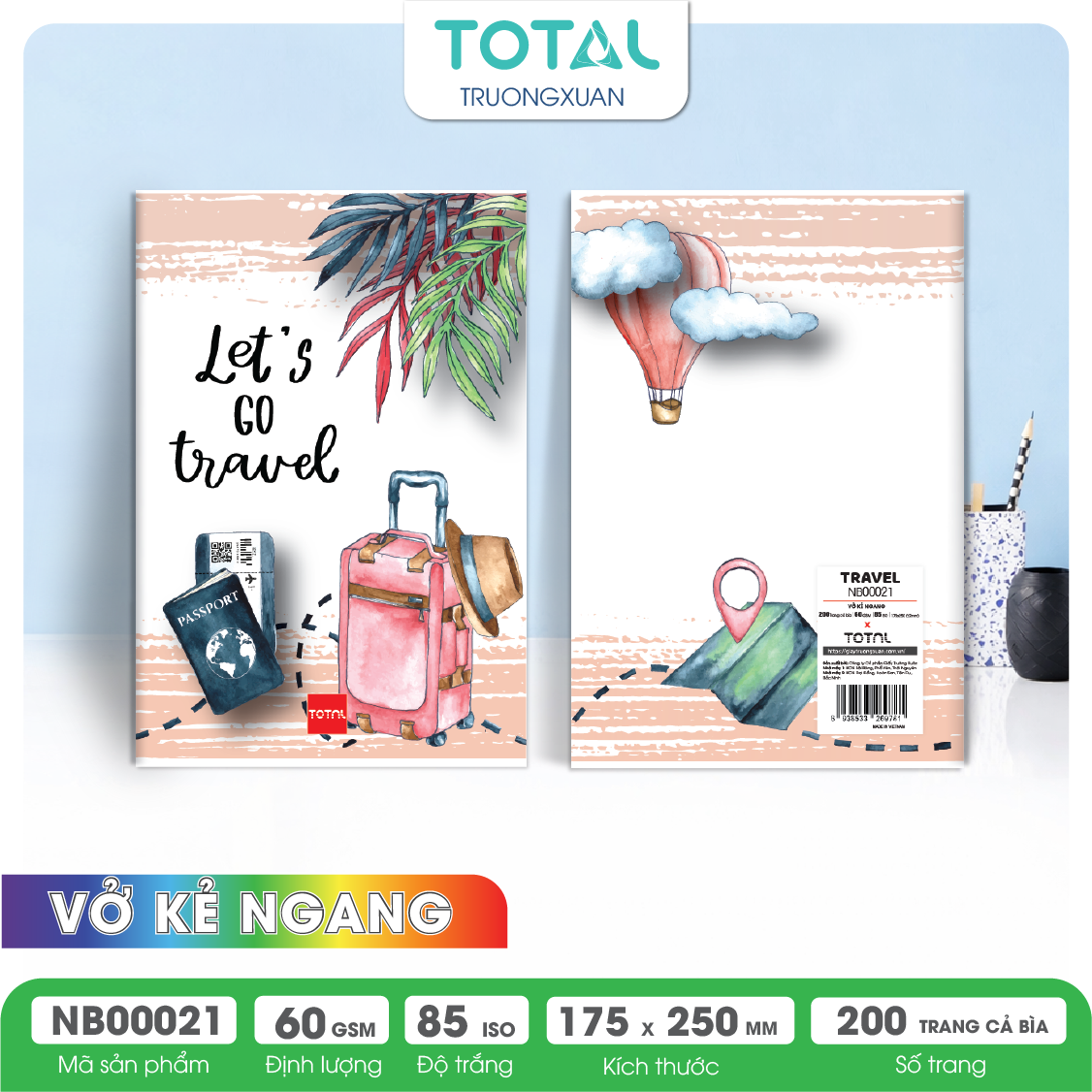 Vở kẻ ngang Total Travel 200 trang