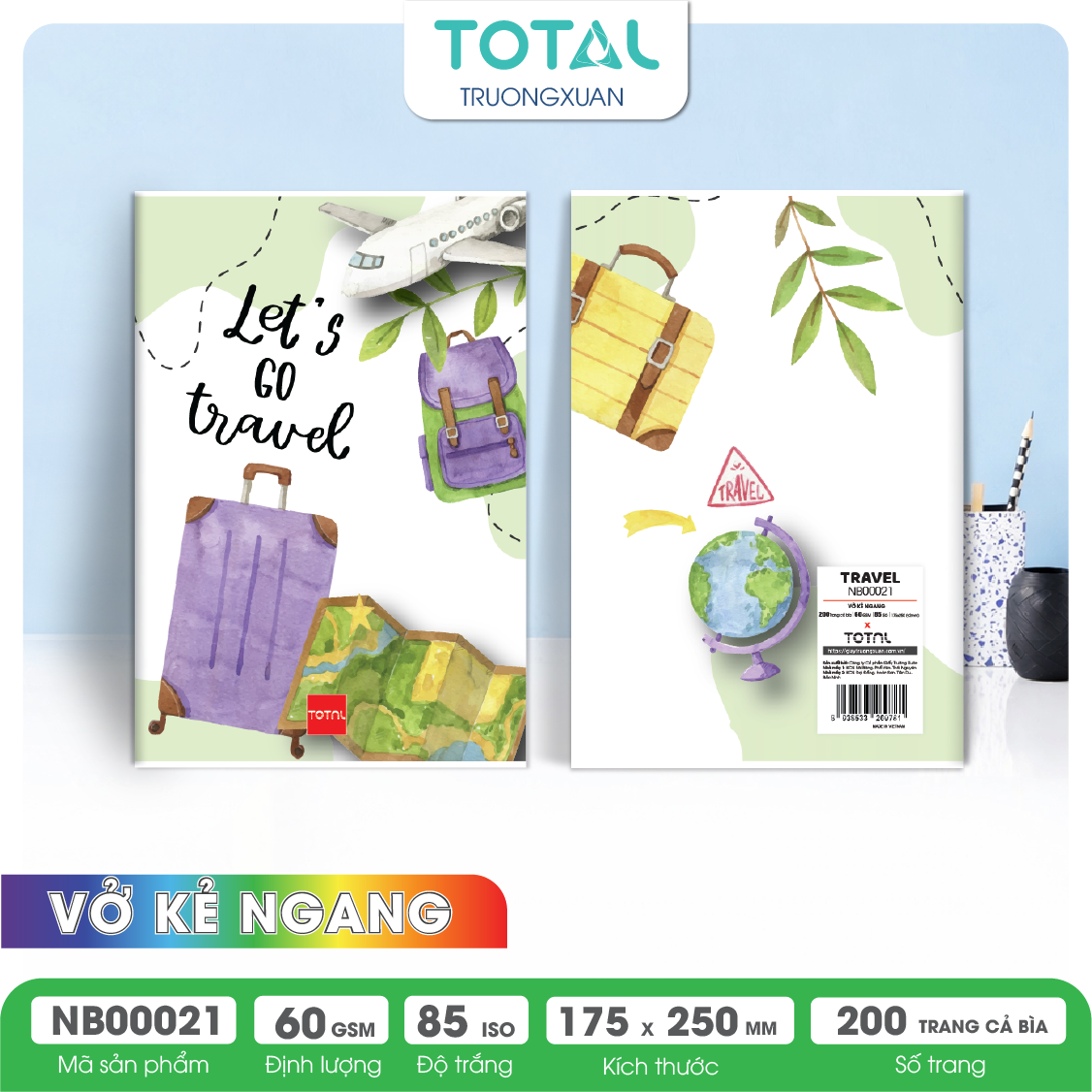 Vở kẻ ngang Total Travel 200 trang