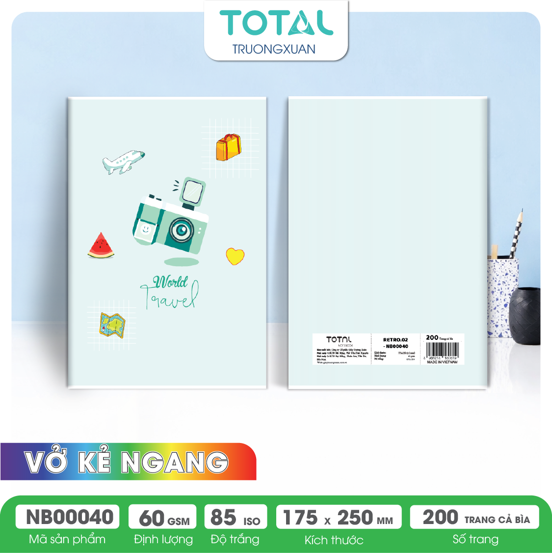 Vở kẻ ngang Total Retro.02 200 trang