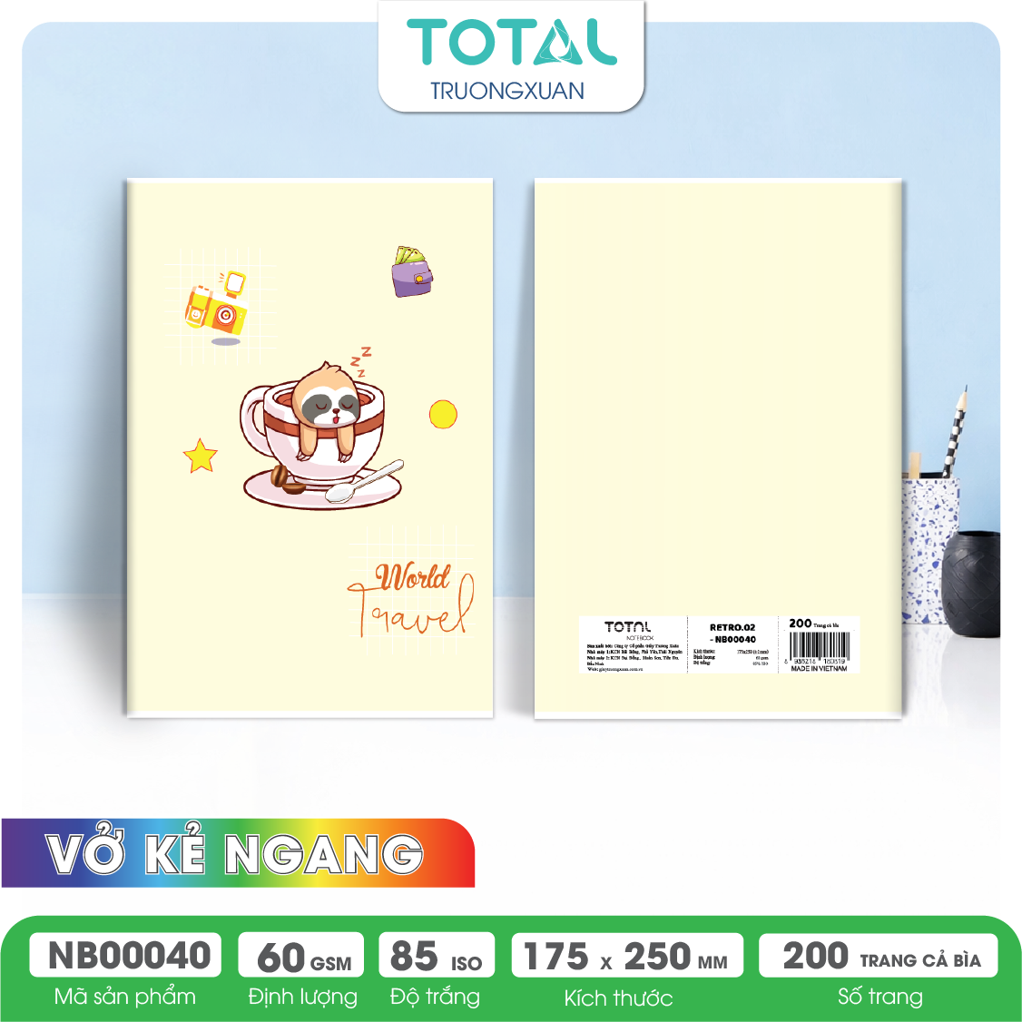 Vở kẻ ngang Total Retro.02 200 trang