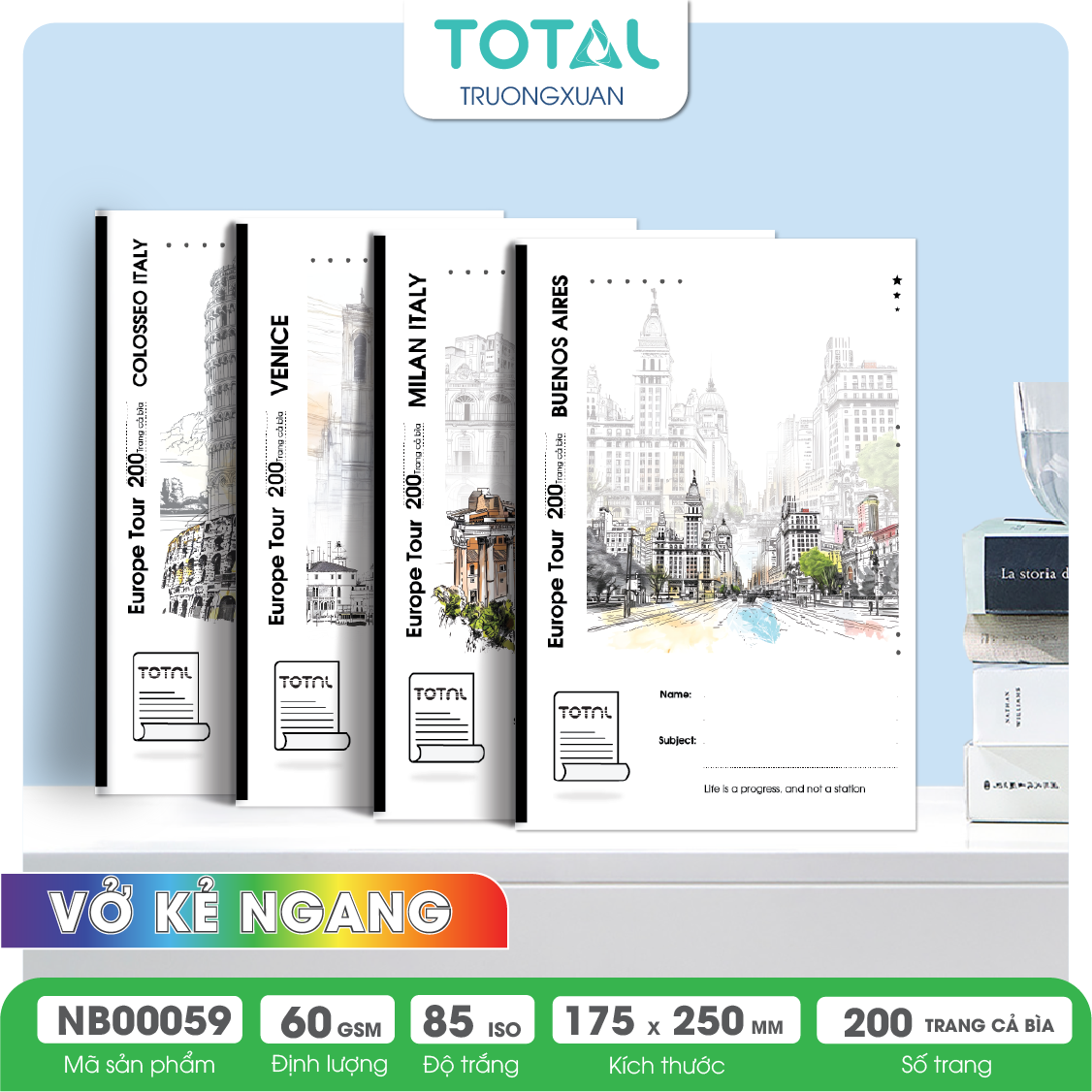 Vở kẻ ngang Total Europe Tour 200 trang