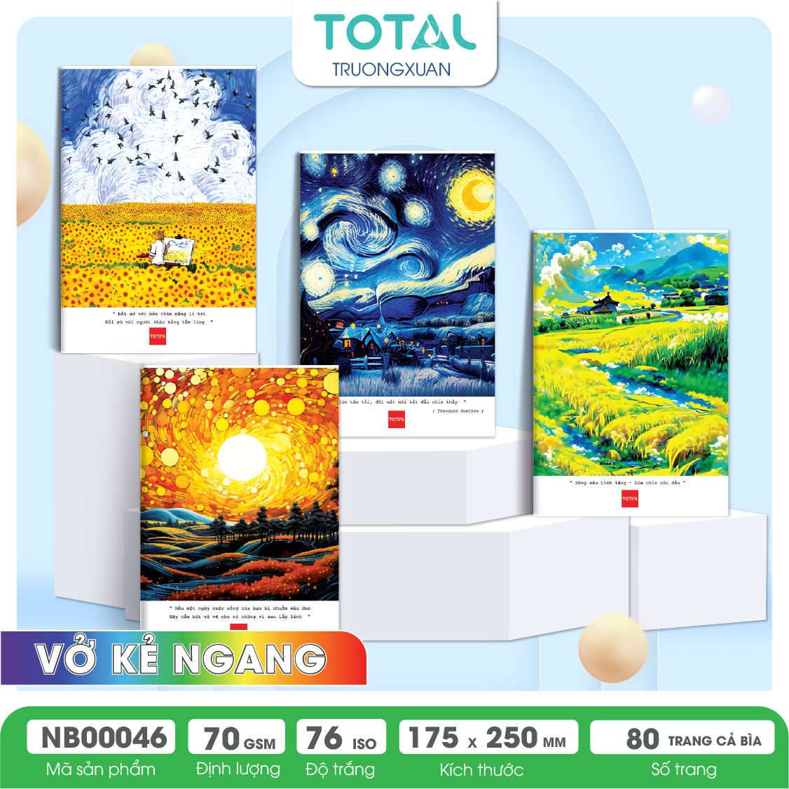 Vở kẻ ngang chống lóa Total Art 80 trang