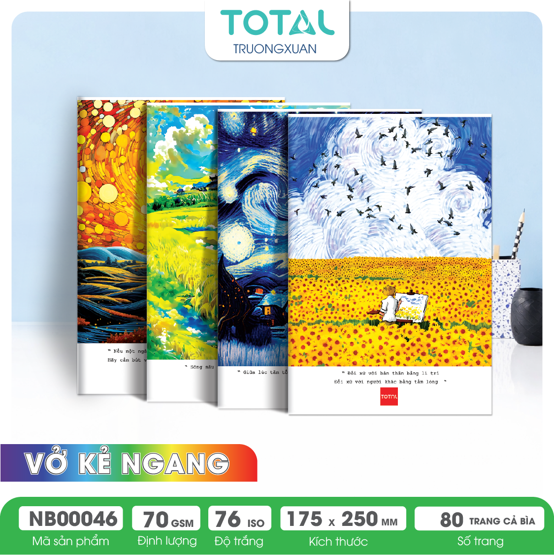 Vở kẻ ngang chống lóa Total Art 80 trang
