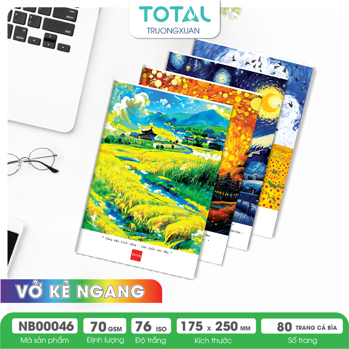 Vở kẻ ngang chống lóa Total Art 80 trang