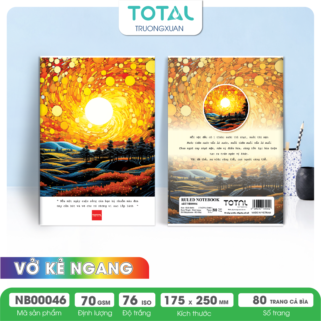Vở kẻ ngang chống lóa Total Art 80 trang