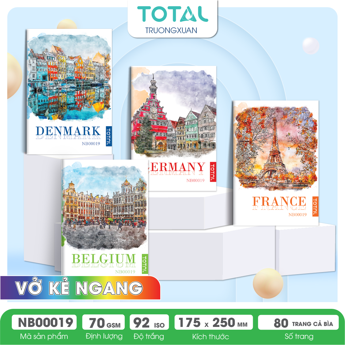 Vở kẻ ngang Total The Country Series.02 80 trang