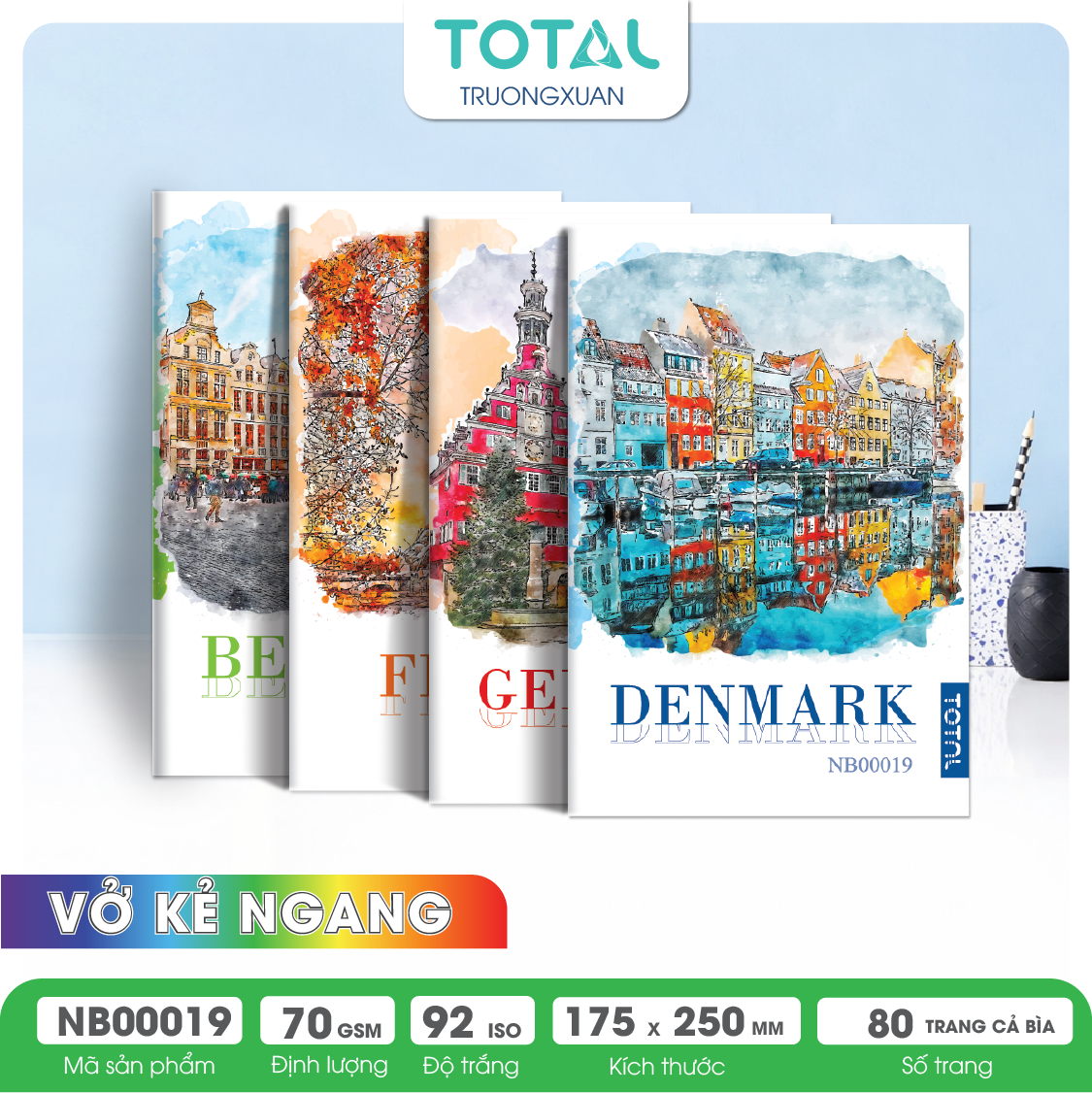 Vở kẻ ngang Total The Country Series.02 80 trang