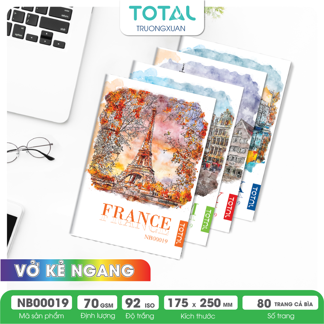 Vở kẻ ngang Total The Country Series.02 80 trang