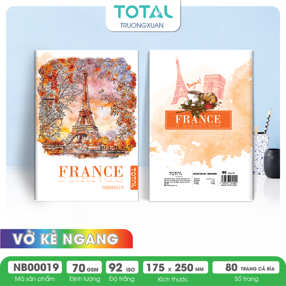 Vở kẻ ngang Total The Country Series.02 80 trang