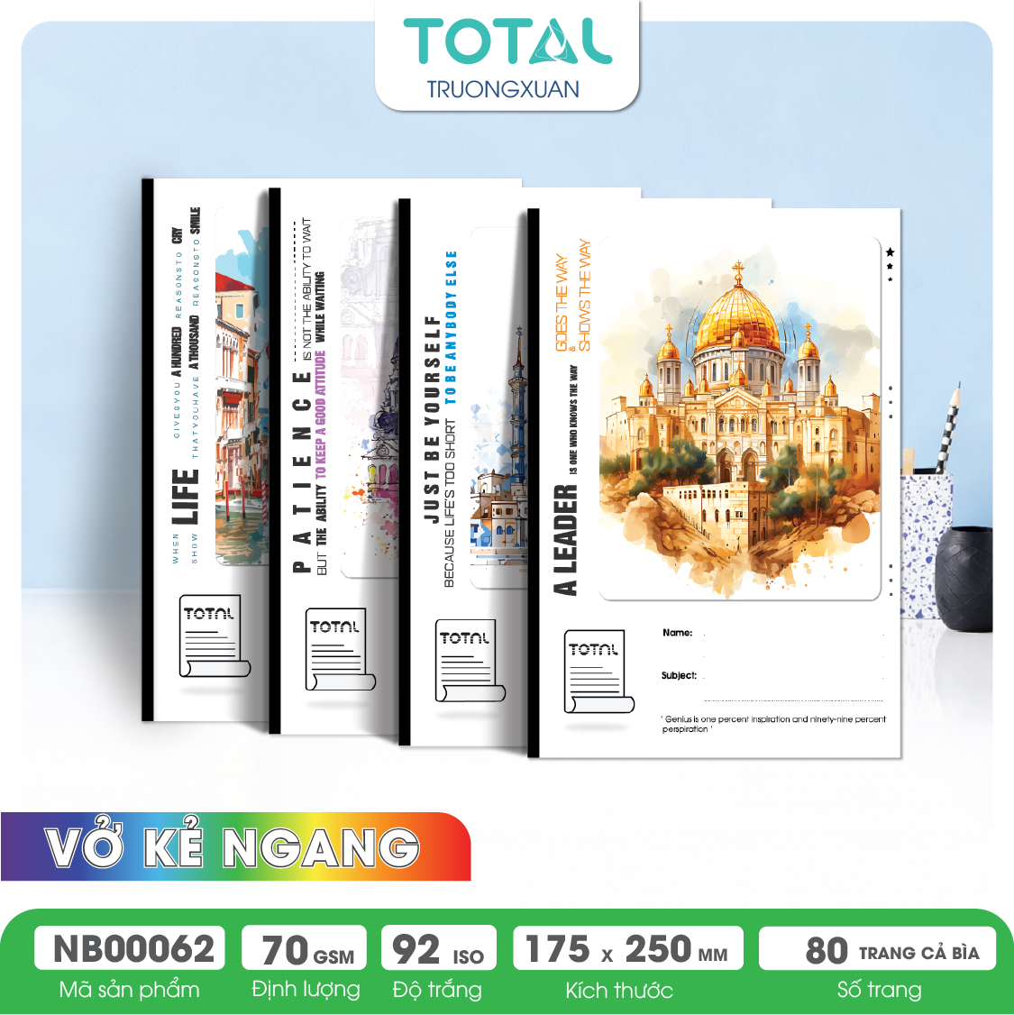 Vở kẻ ngang Total Traveling 80 trang