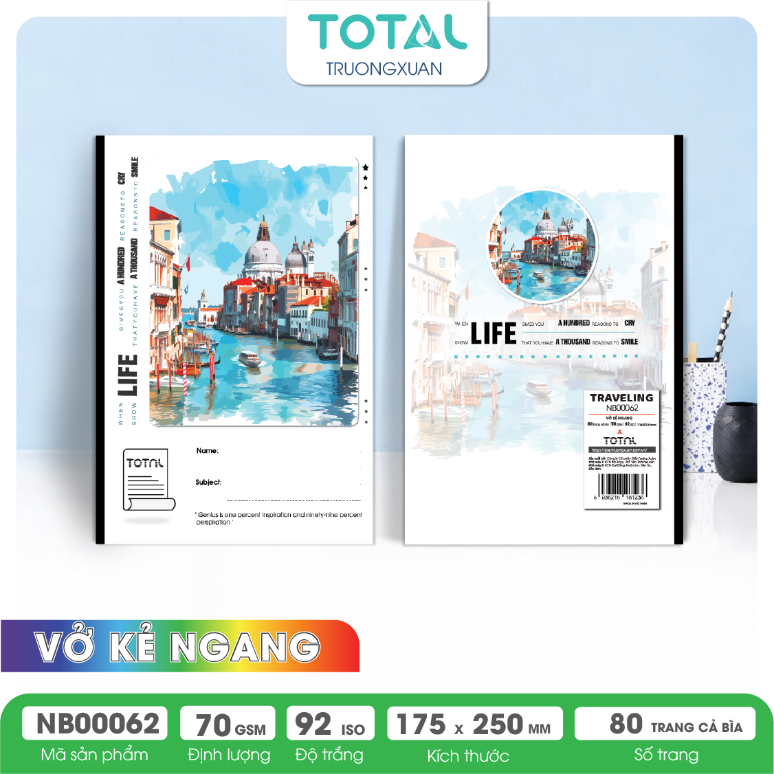 Vở kẻ ngang Total Traveling 80 trang