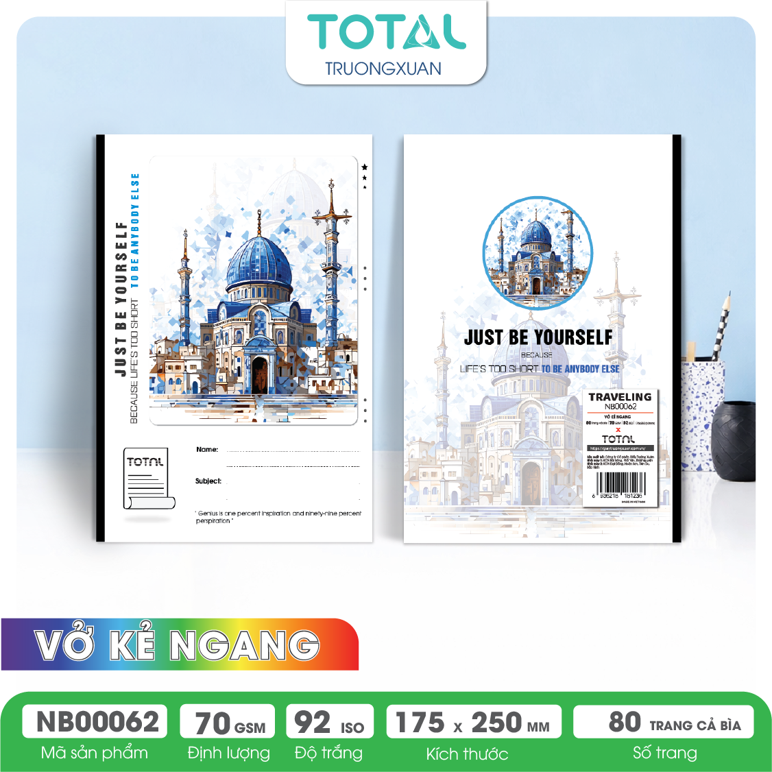 Vở kẻ ngang Total Traveling 80 trang