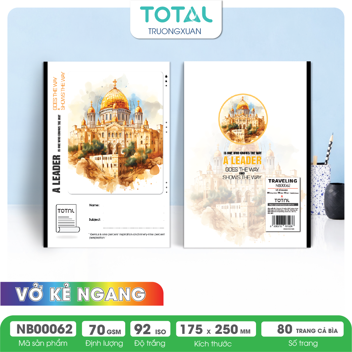 Vở kẻ ngang Total Traveling 80 trang