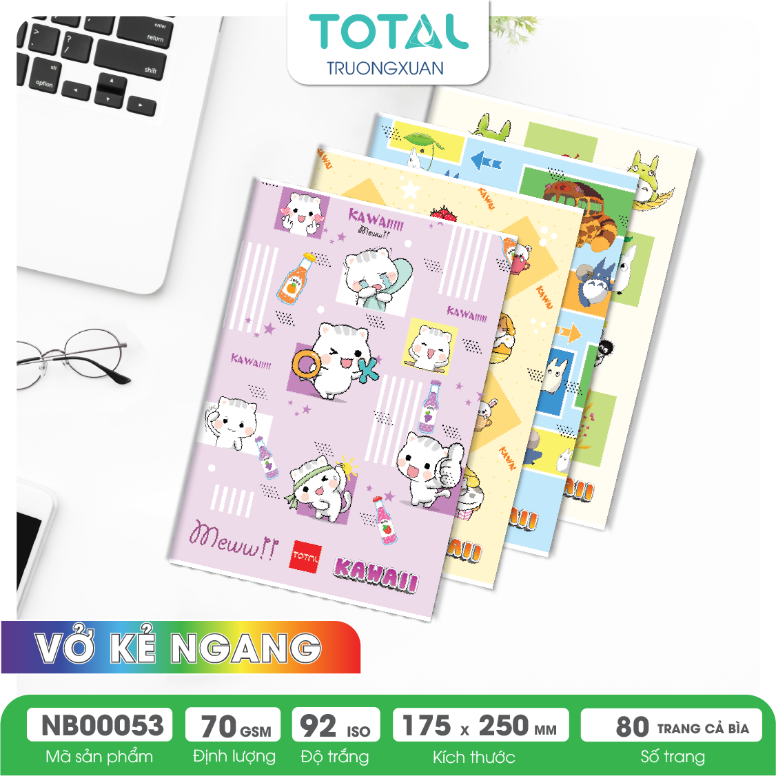 Vở kẻ ngang Total Kawaii Pet 80 trang