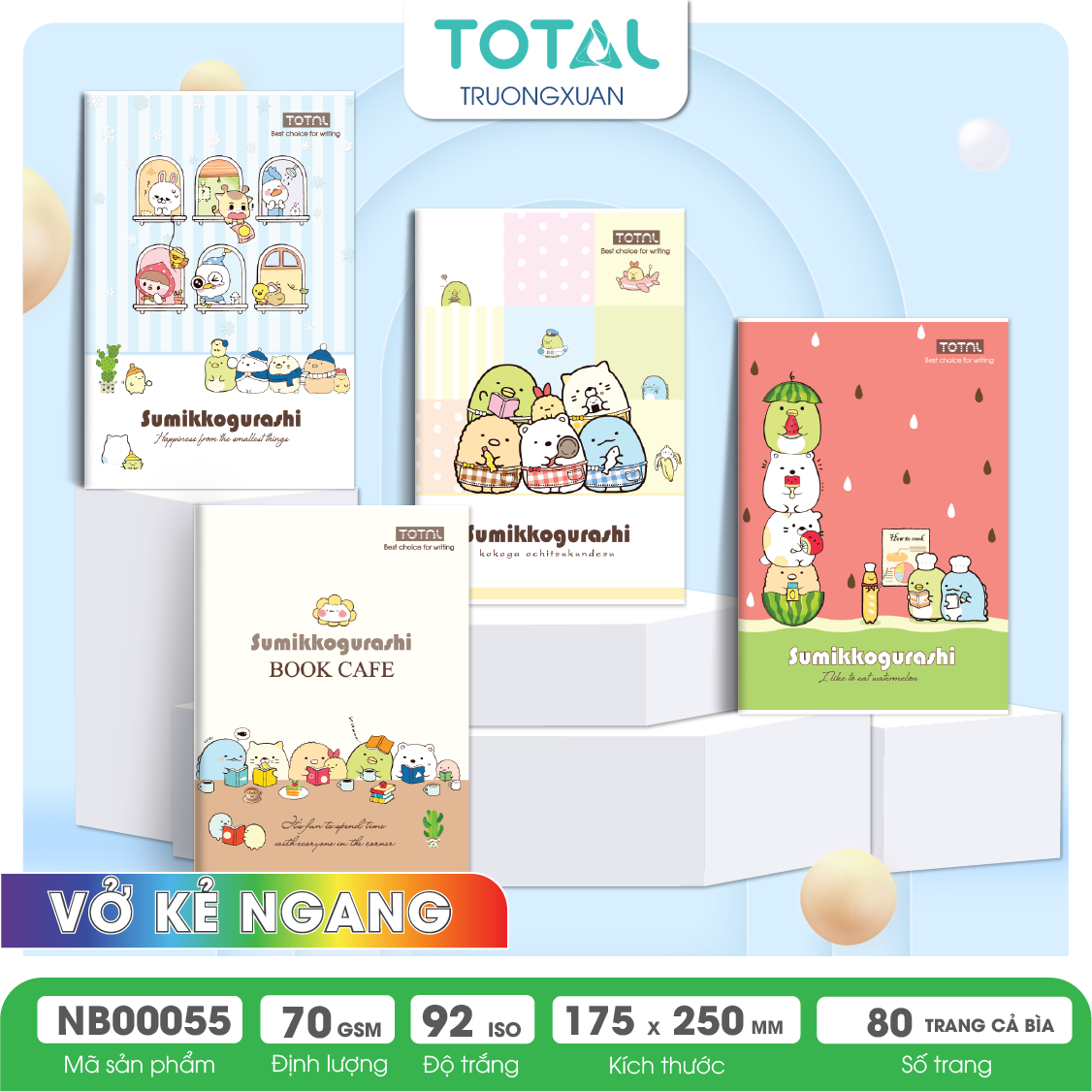 Vở kẻ ngang Total Sumikko 80 trang