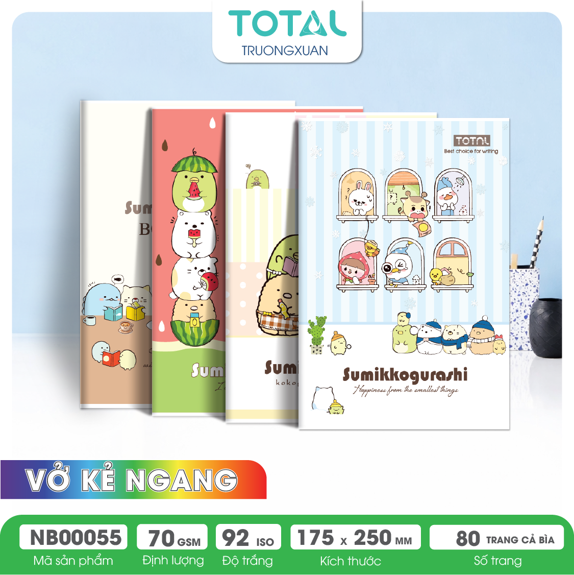 Vở kẻ ngang Total Sumikko 80 trang
