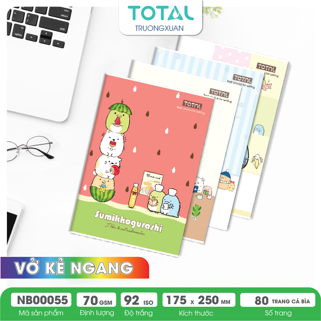 Vở kẻ ngang Total Sumikko 80 trang