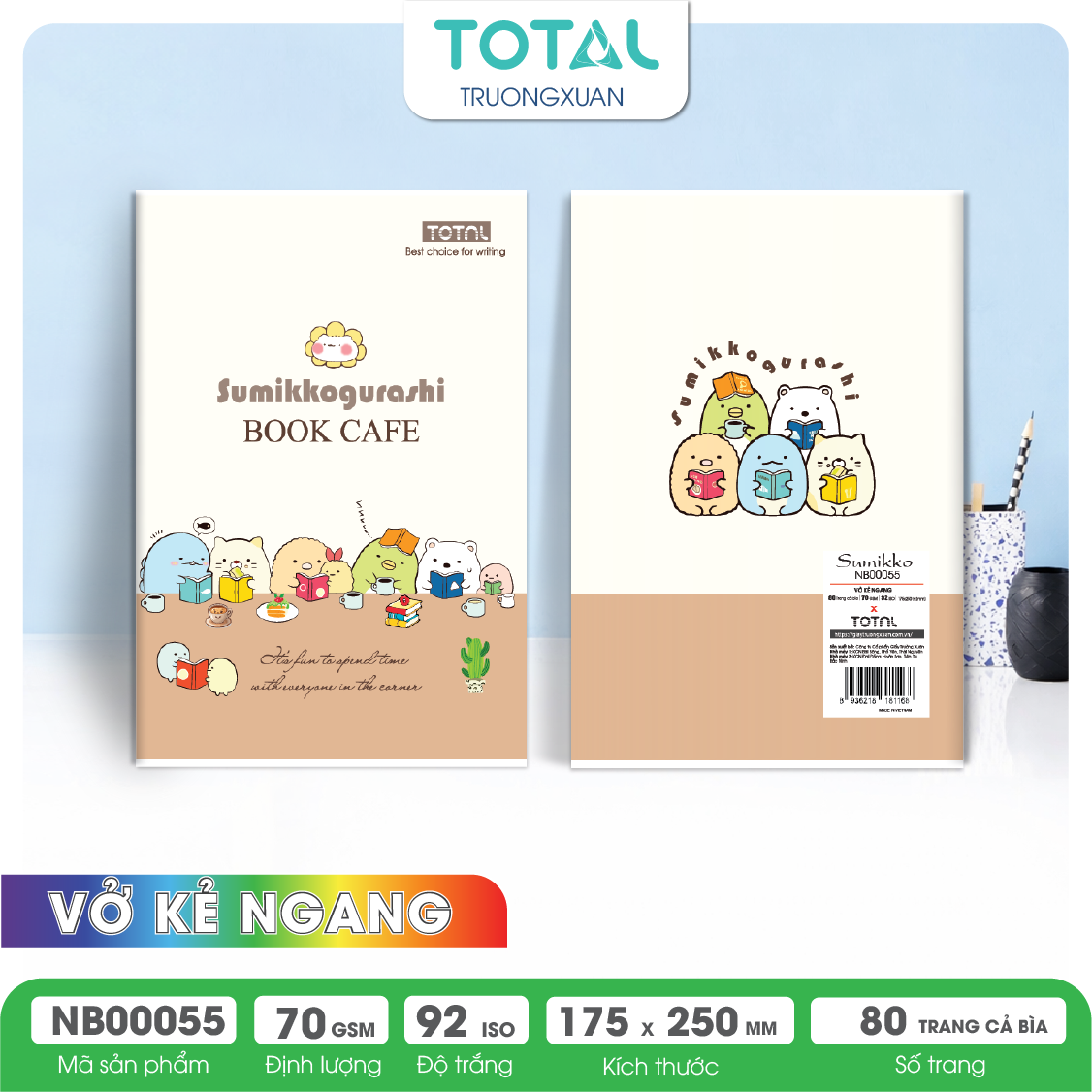 Vở kẻ ngang Total Sumikko 80 trang