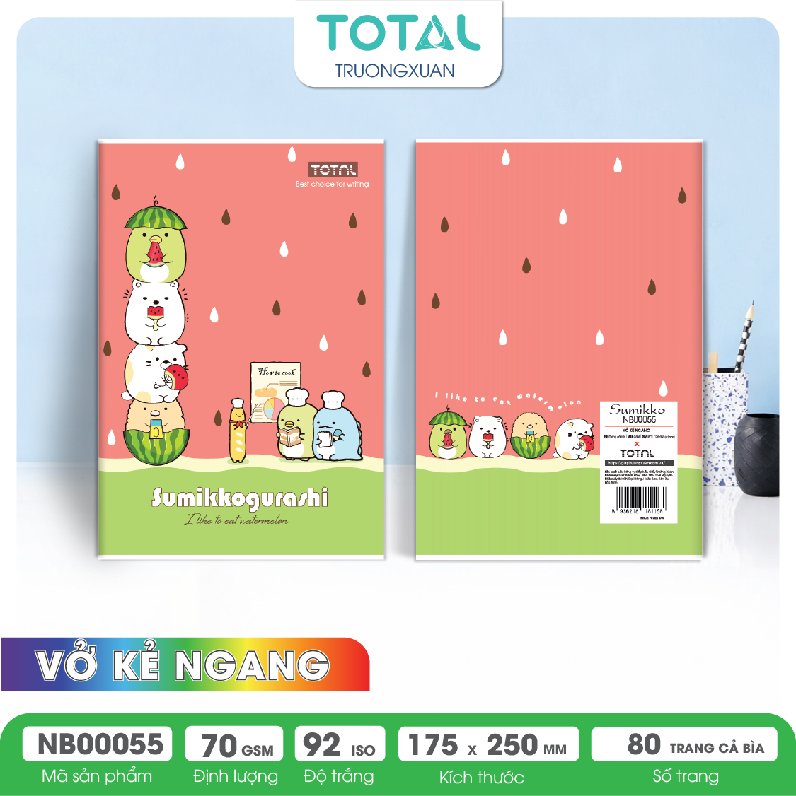 Vở kẻ ngang Total Sumikko 80 trang