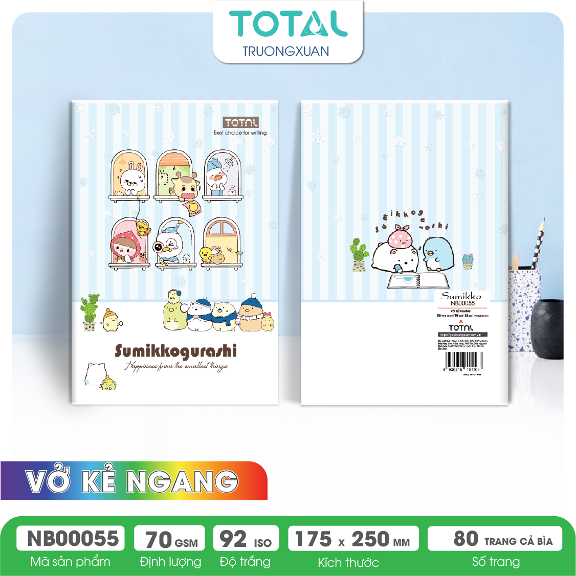 Vở kẻ ngang Total Sumikko 80 trang