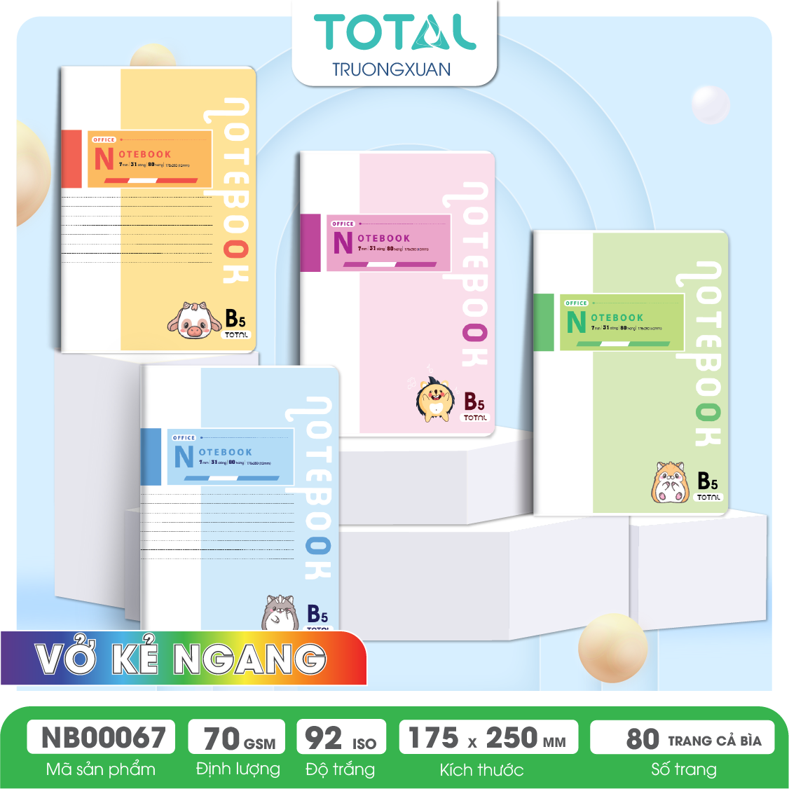 Vở kẻ ngang cao cấp Total Office 80 trang