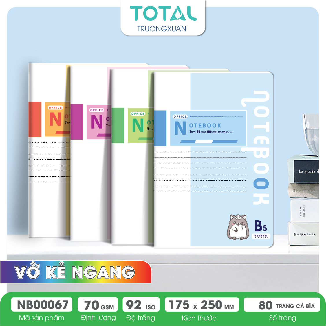Vở kẻ ngang cao cấp Total Office 80 trang