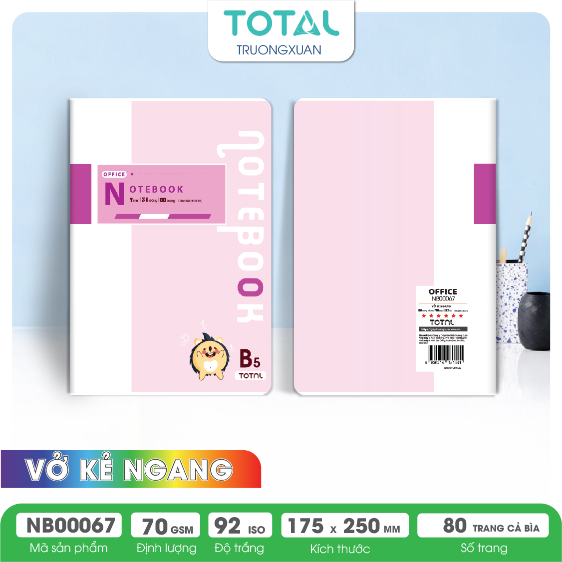 Vở kẻ ngang cao cấp Total Office 80 trang