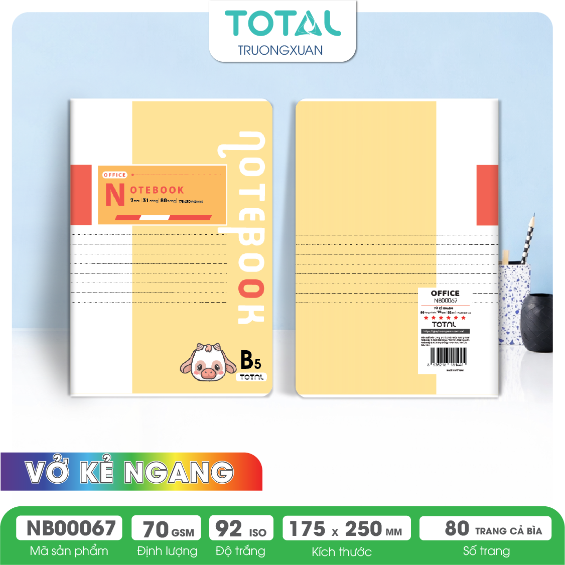 Vở kẻ ngang cao cấp Total Office 80 trang