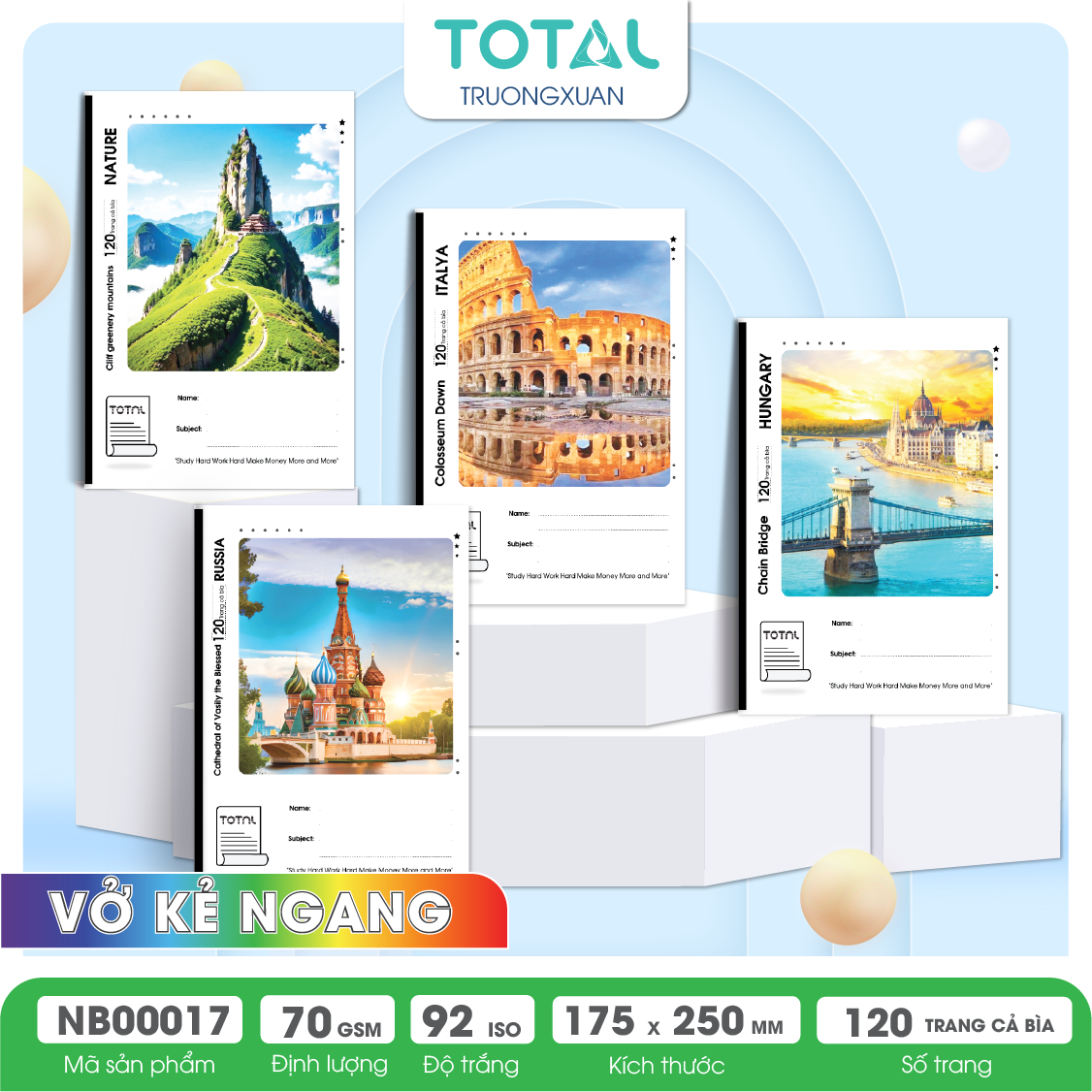 Vở kẻ ngang Total Travel.04 120 trang