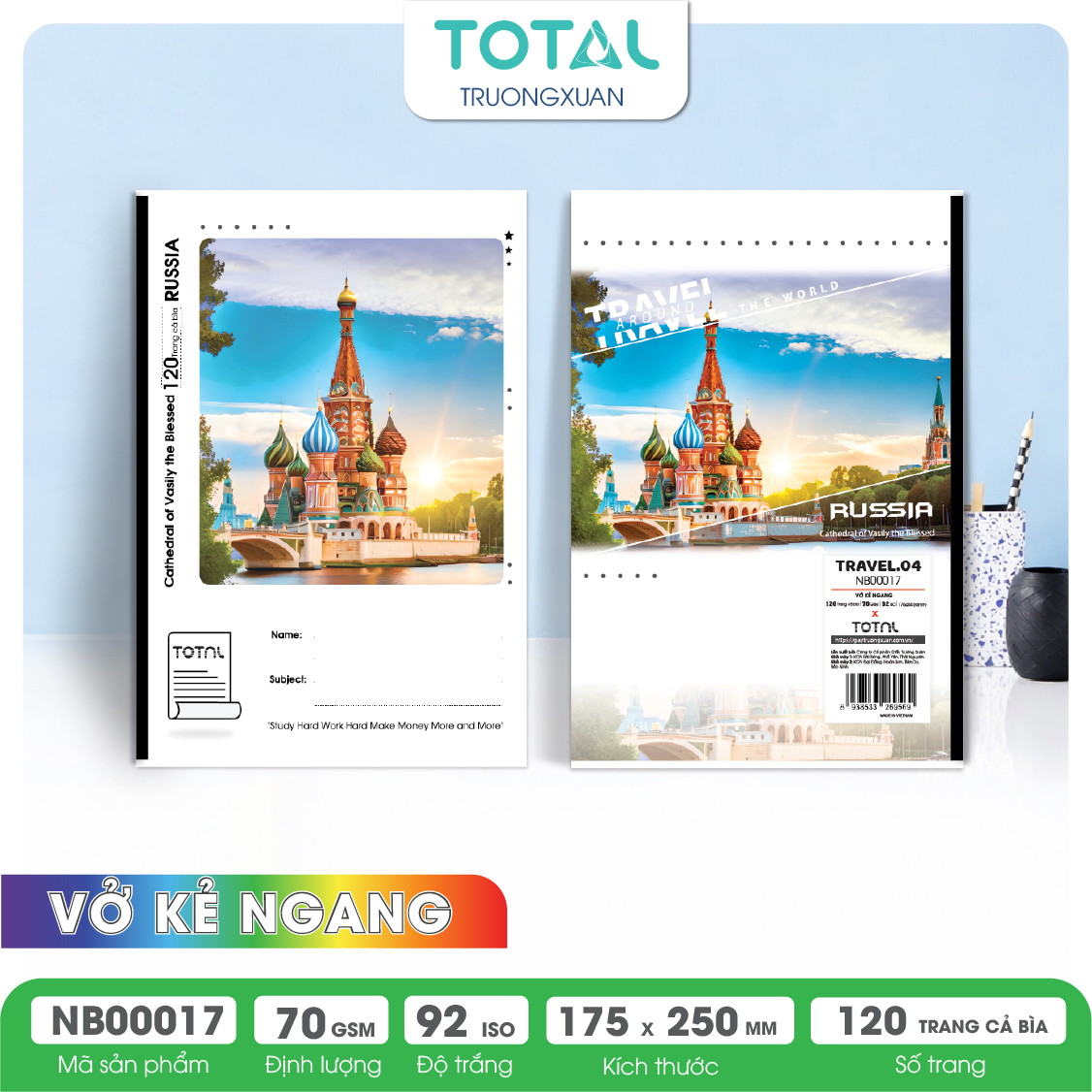 Vở kẻ ngang Total Travel.04 120 trang