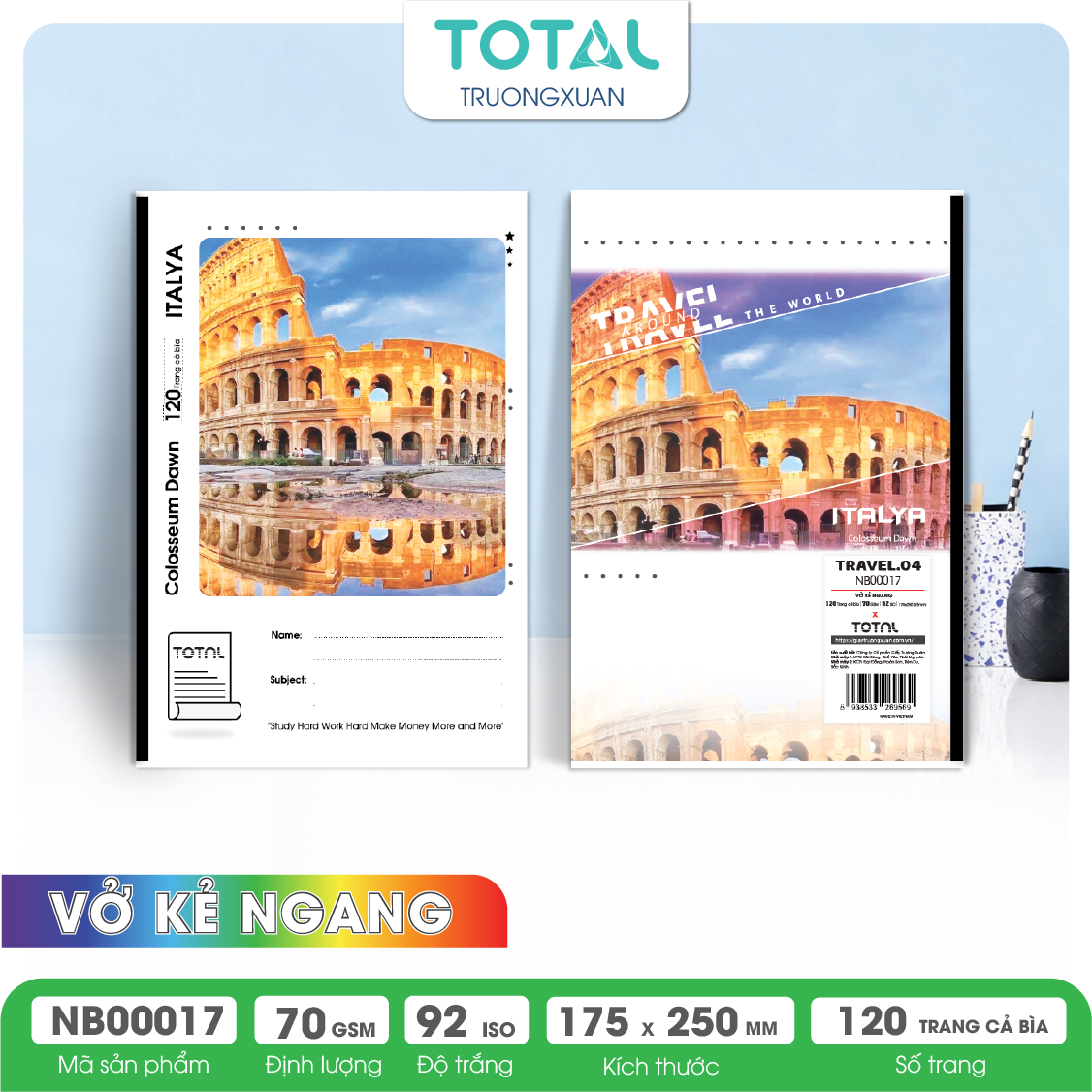 Vở kẻ ngang Total Travel.04 120 trang