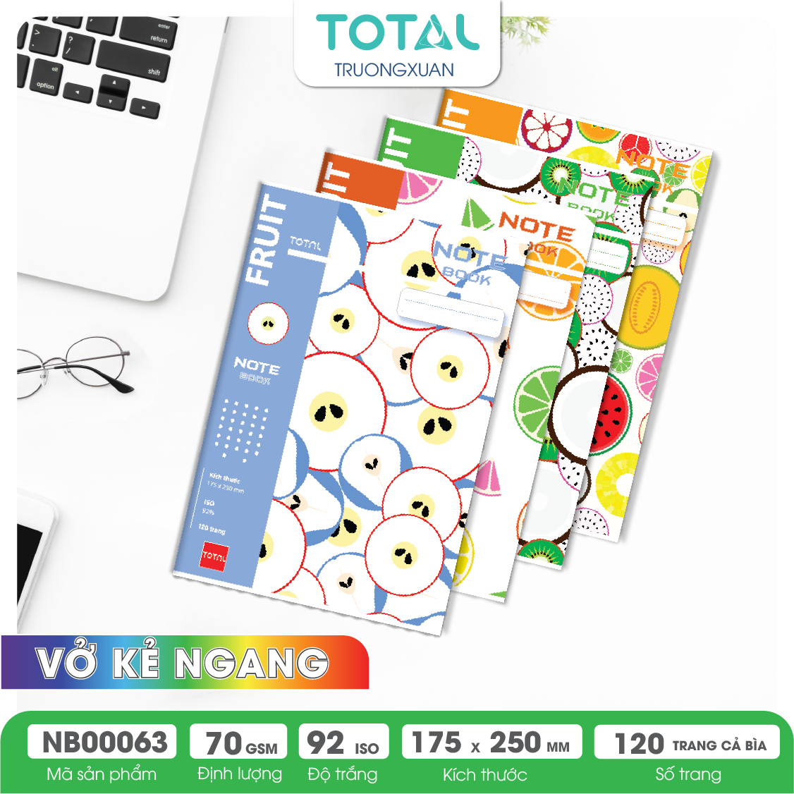 Vở kẻ ngang Total Fruit.03 120 trang